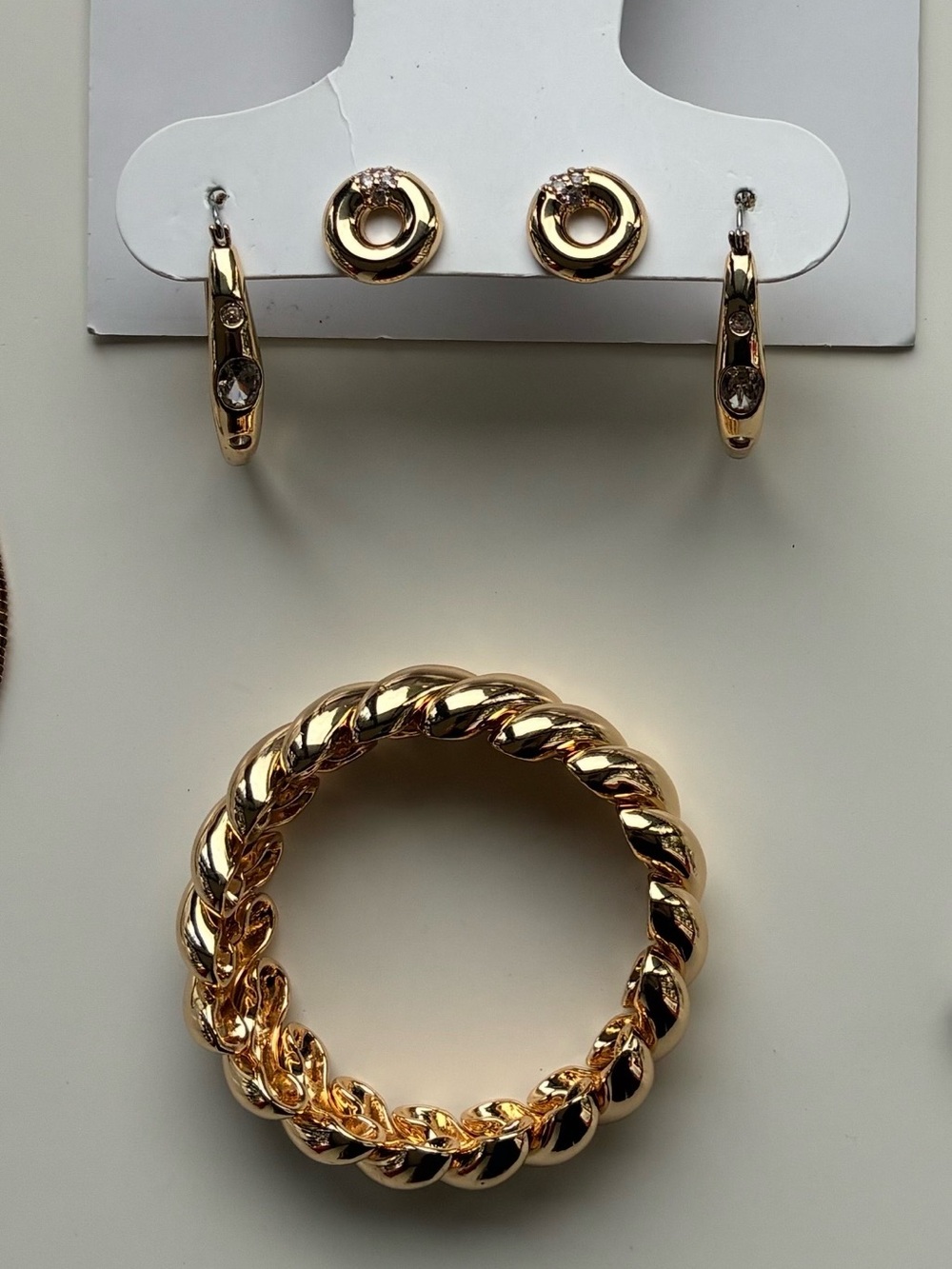 Vince Camutp Gold-Tone Braided Bangle and Earring Set, NEW!